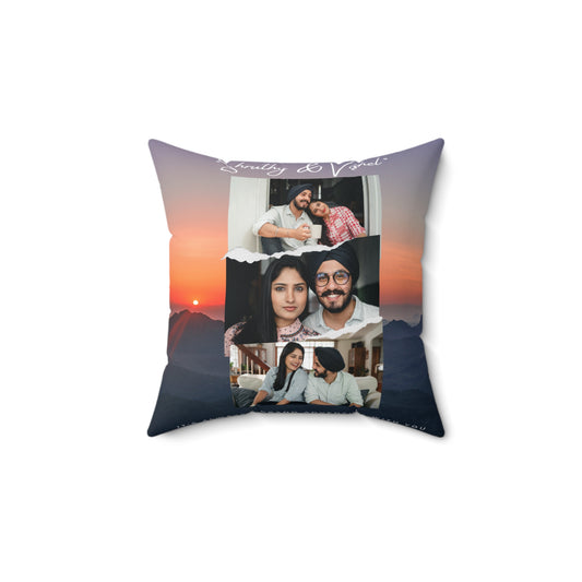 Personalized 3 photos (horizontal) with Name & Optional Message For You | Art Spun Polyester Square Pillow | Valentine's Day | Gift For Her | Gift For Him