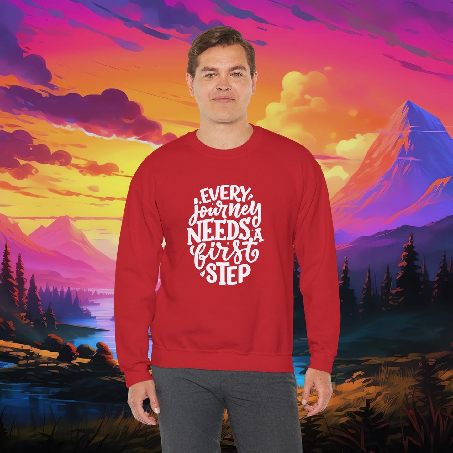 Every Journey Needs First Step Unisex Heavy Blend™ Crewneck Sweatshirt