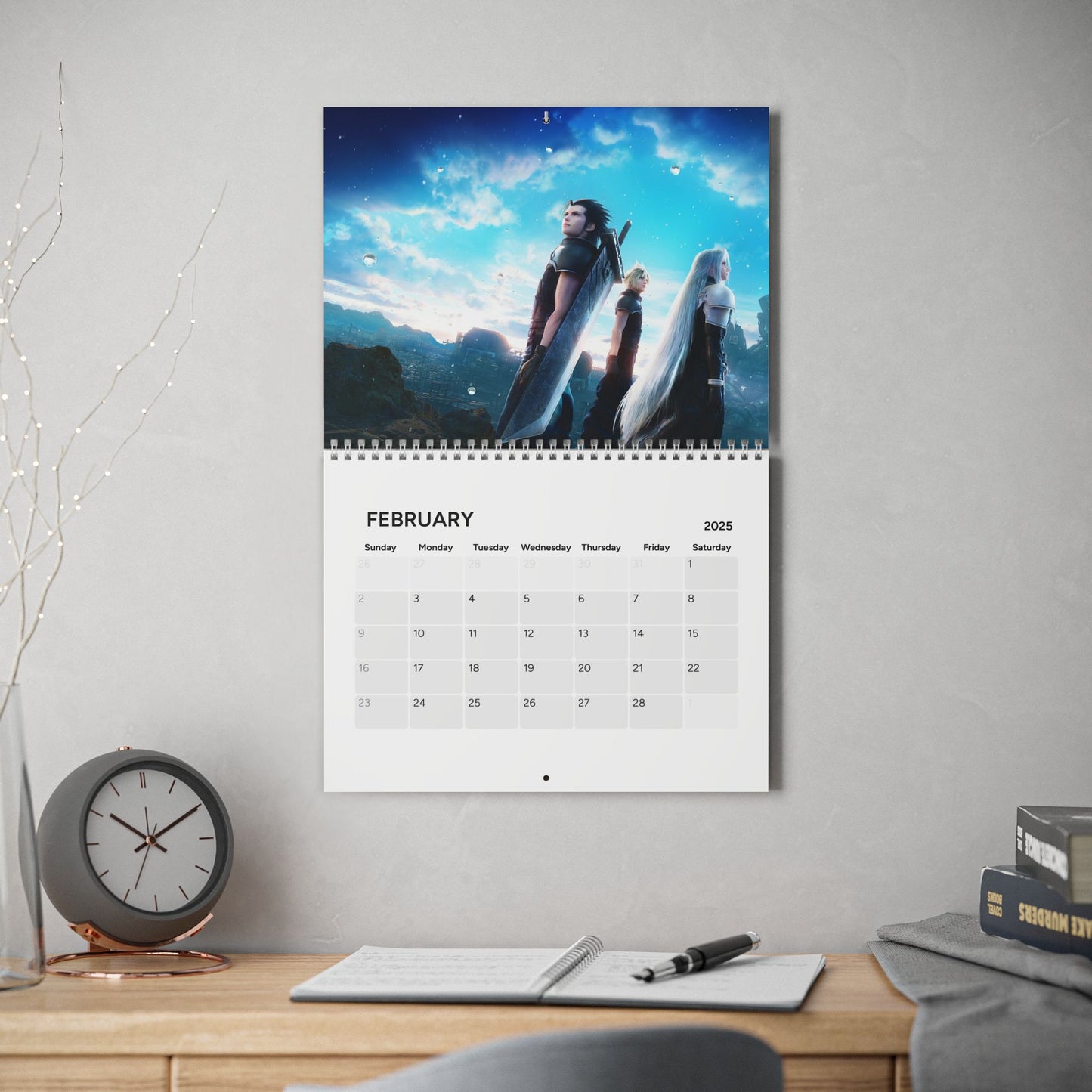 Final Fantasy Franchise 2025 Wall Calendar, Gamer Gift, Geek Decor, Fan Art Calendar, Gaming Merchandise