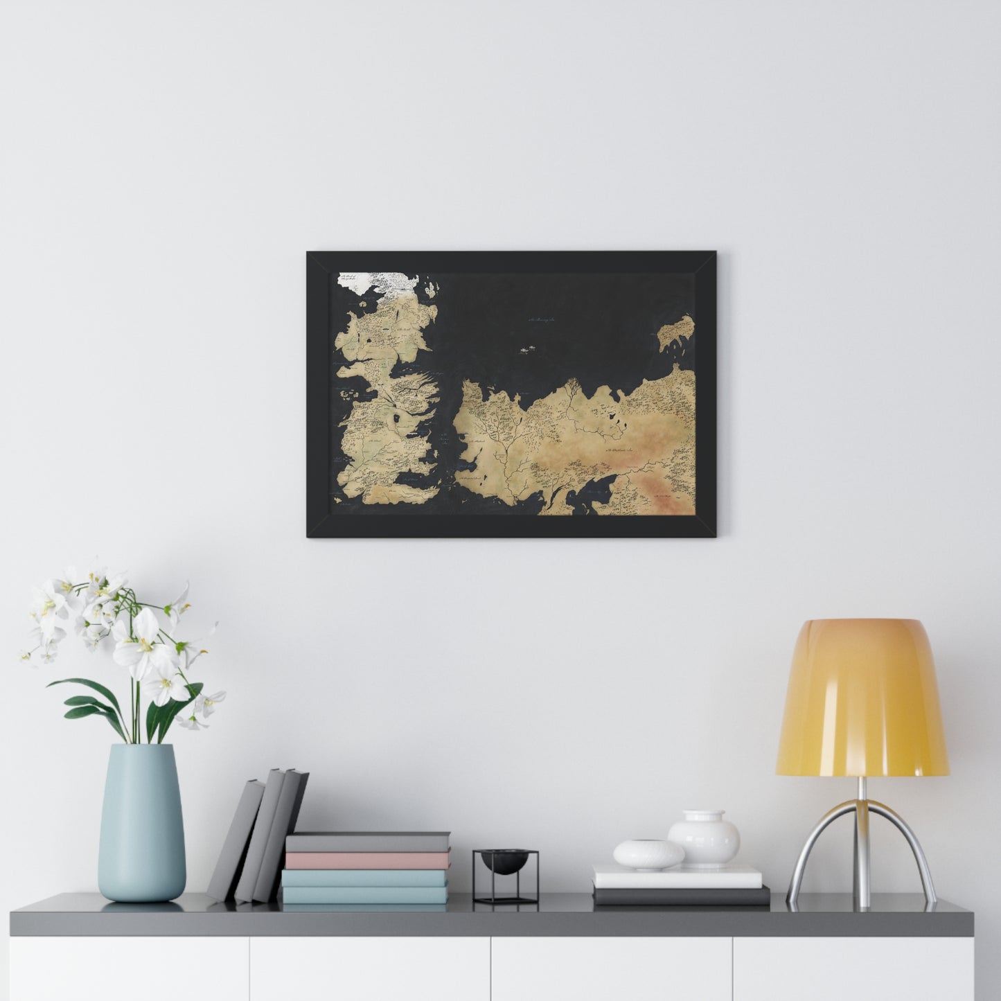 Game Of Throne Map Framed Horizontal Poster