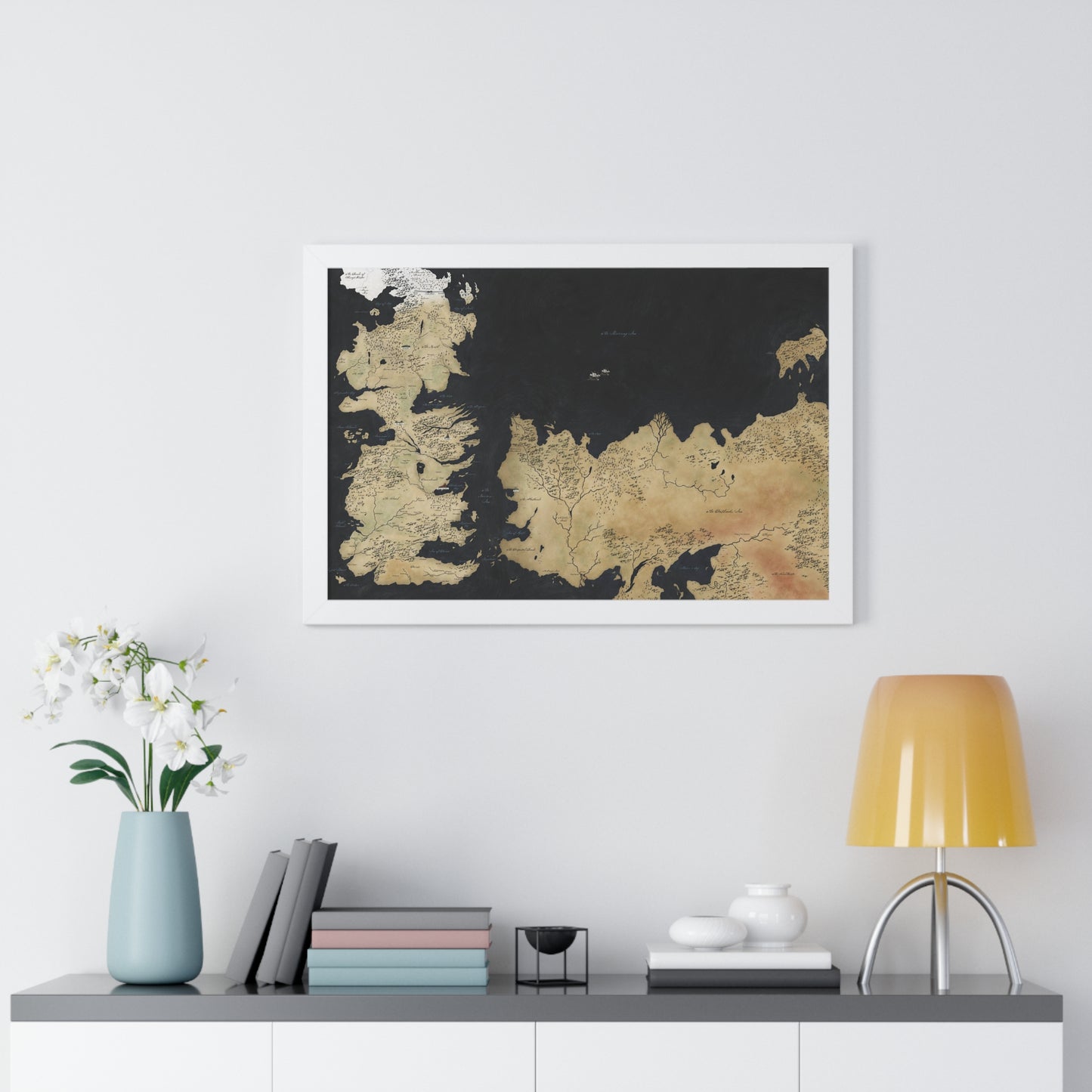 Game Of Throne Map Framed Horizontal Poster