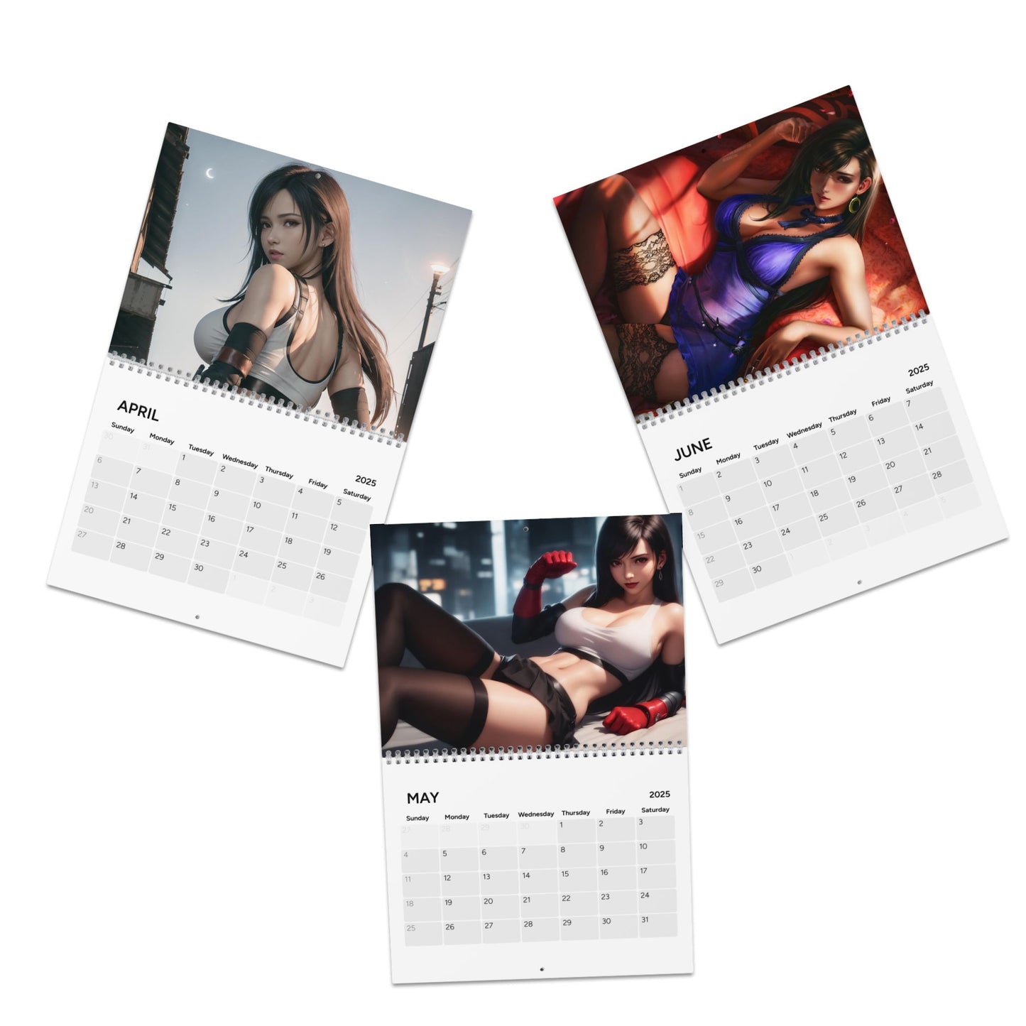 Tifa Lockhart Wall Calendar 2025, Final Fantasy VII Calendar, I Love Tifa Art, Gamer Gift, Game Room Decor, Monthly Planner