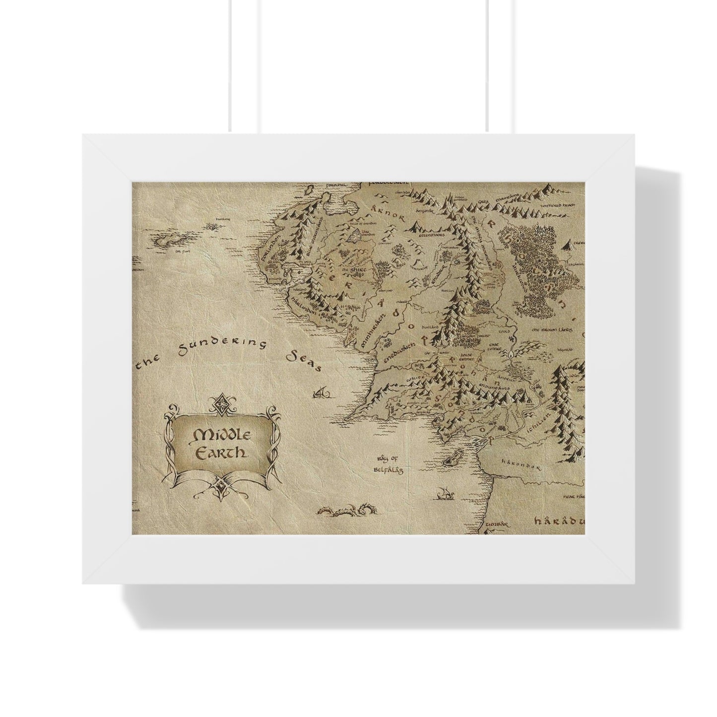 Middle Earth Map The Lord of The Ring Framed Horizontal Poster