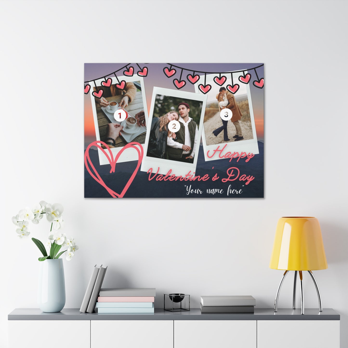 Personalized 3 Photos (Vertical) & Name For You | Canvas Gallery Wraps | Valentines day | Gift for her | Gift For Him |Custom Made