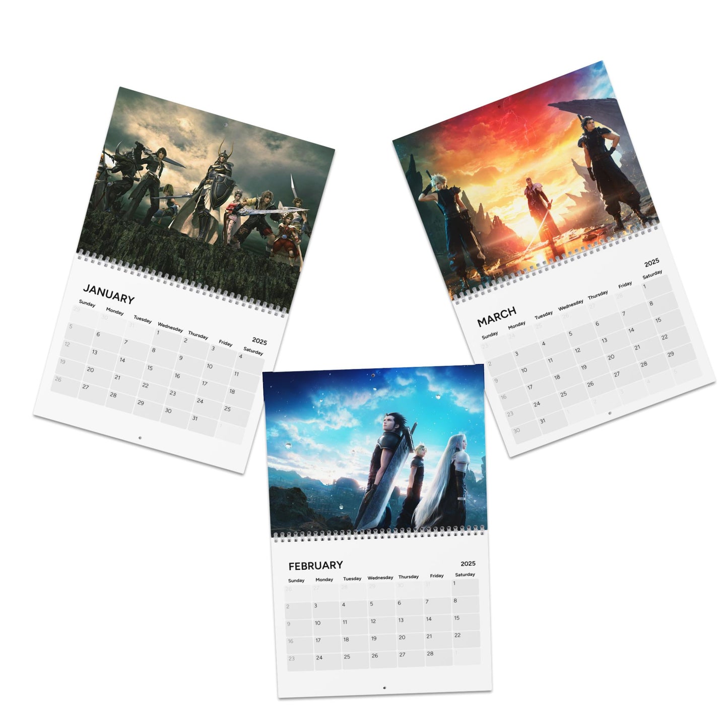 Final Fantasy Franchise 2025 Wall Calendar, Gamer Gift, Geek Decor, Fan Art Calendar, Gaming Merchandise