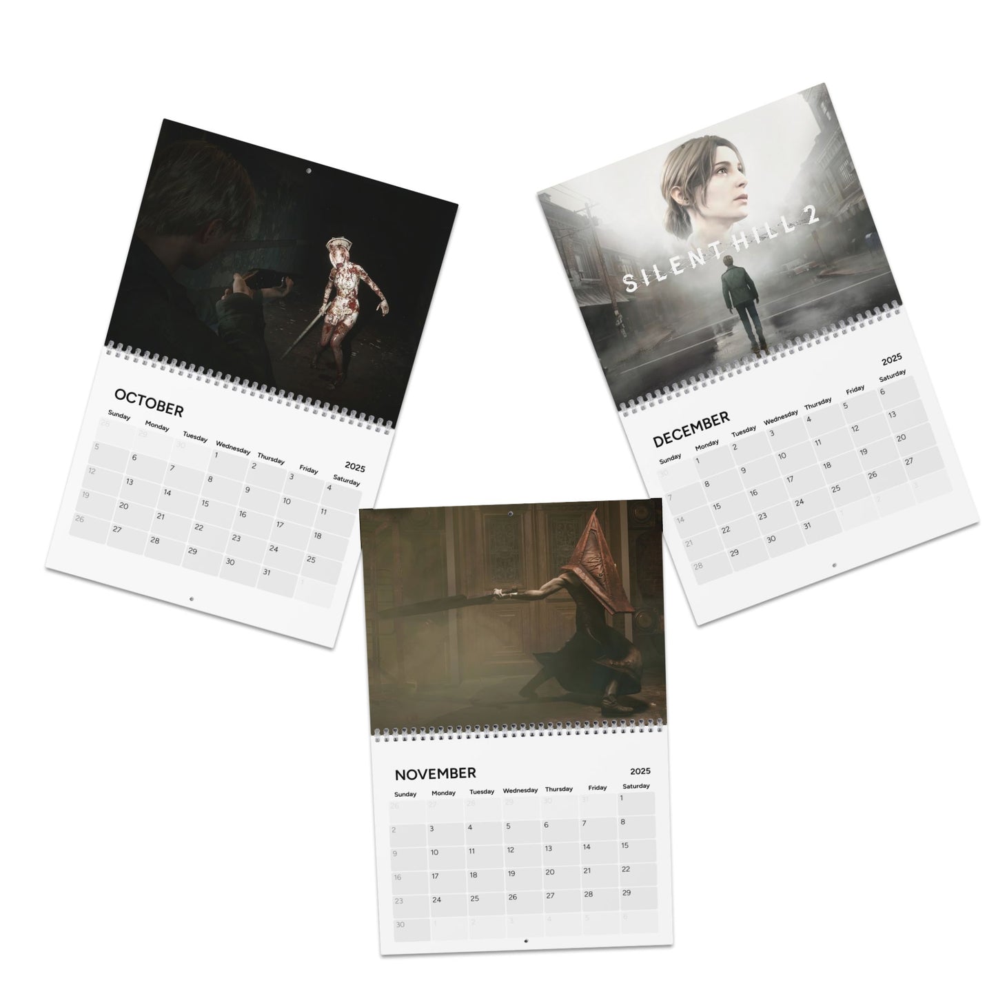 Silent Hill 2 2025 Calendar - Wall Calendar for Horror Fans, Halloween Gift, Gaming Room Decor, Scary Video Game Calendar, Gamer Gift,