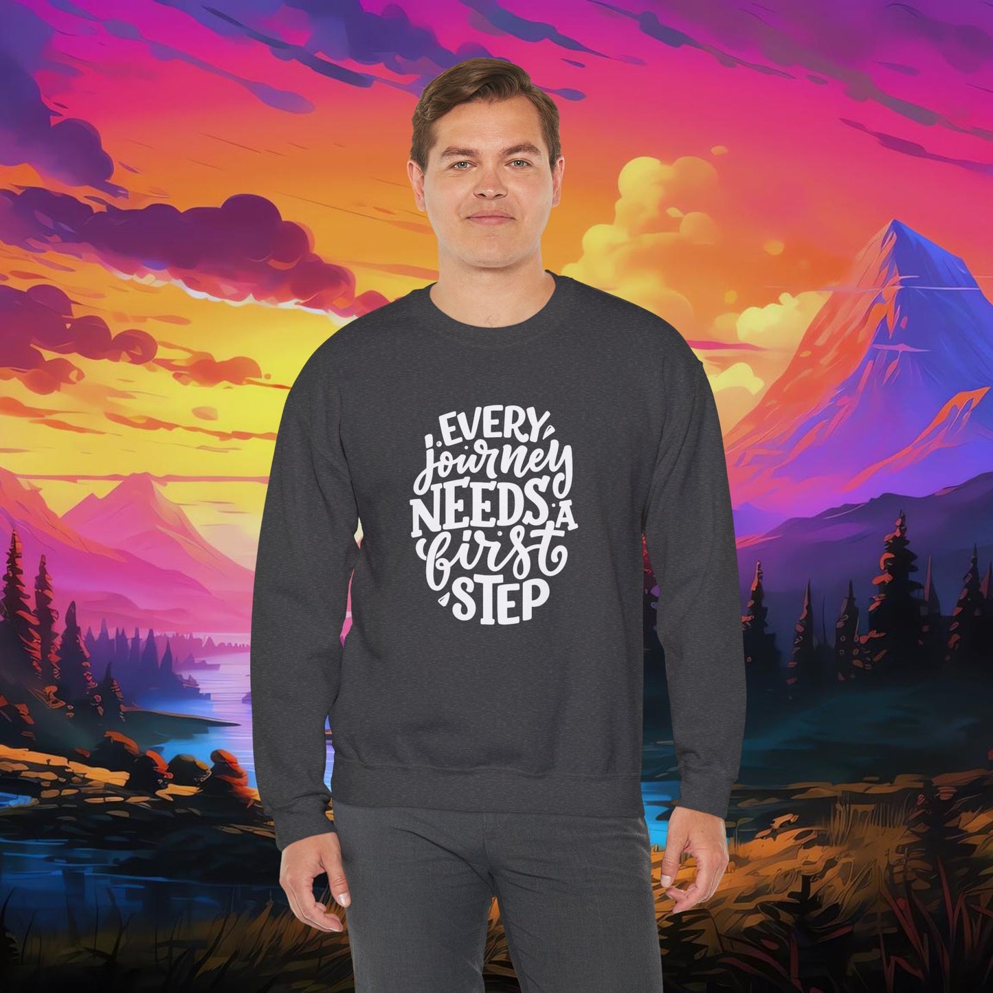 Every Journey Needs First Step Unisex Heavy Blend™ Crewneck Sweatshirt