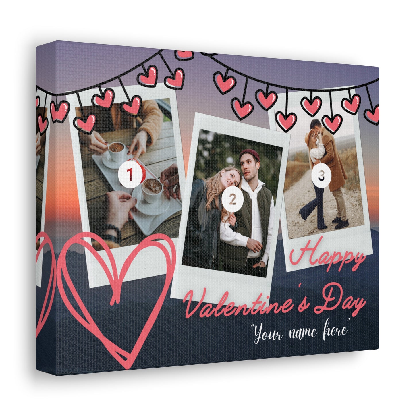 Personalized 3 Photos (Vertical) & Name For You | Canvas Gallery Wraps | Valentines day | Gift for her | Gift For Him |Custom Made