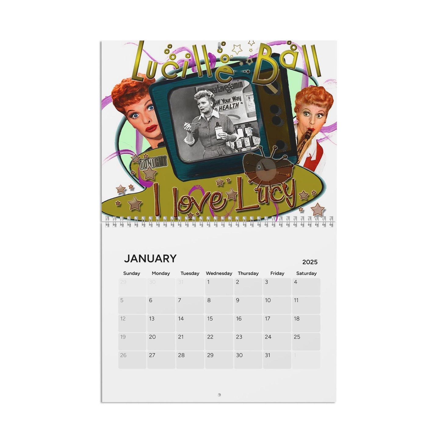 I Love Lucy 2025 Wall Calendar - TV Lover, Classic Design - Planner for Fans of Lucy, Gift for Retro TV Enthusiasts