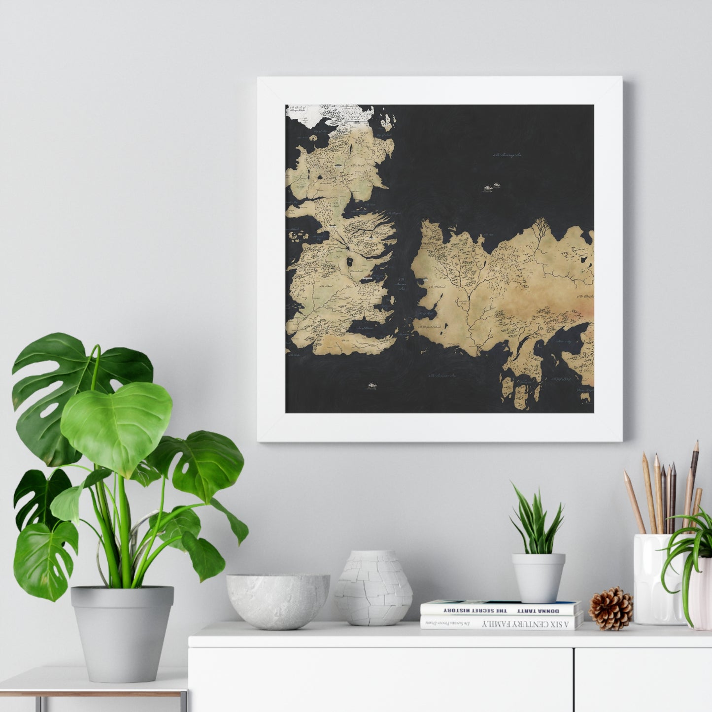 Game Of Throne Map Framed Horizontal Poster