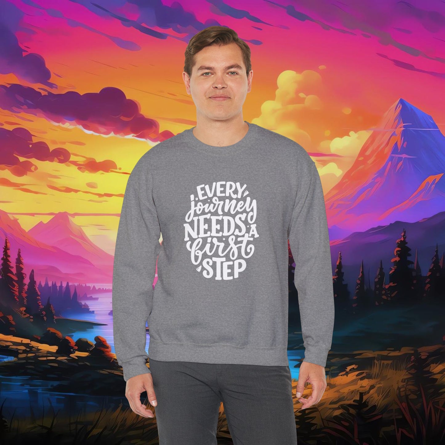 Every Journey Needs First Step Unisex Heavy Blend™ Crewneck Sweatshirt