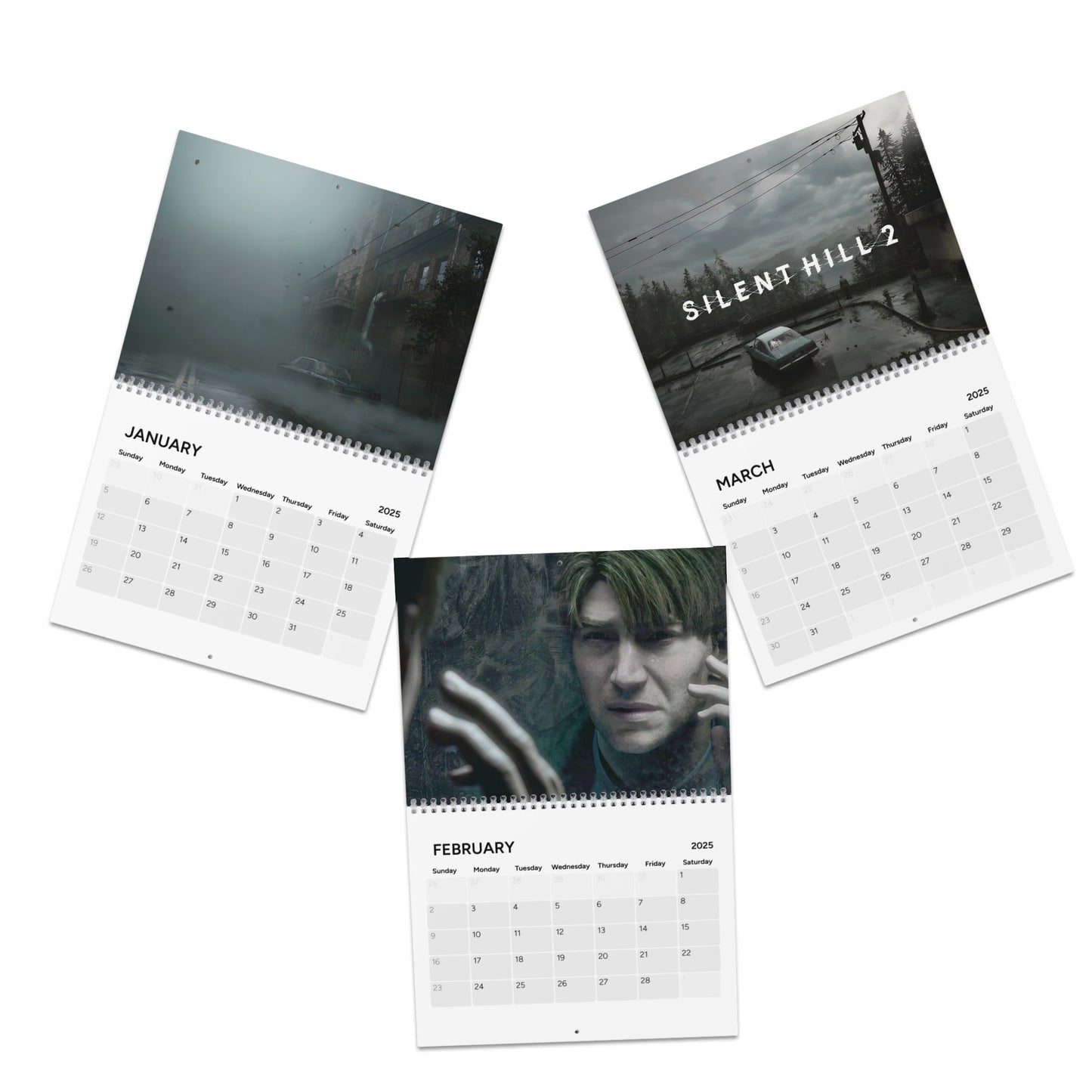 Silent Hill 2 2025 Calendar - Wall Calendar for Horror Fans, Halloween Gift, Gaming Room Decor, Scary Video Game Calendar, Gamer Gift,