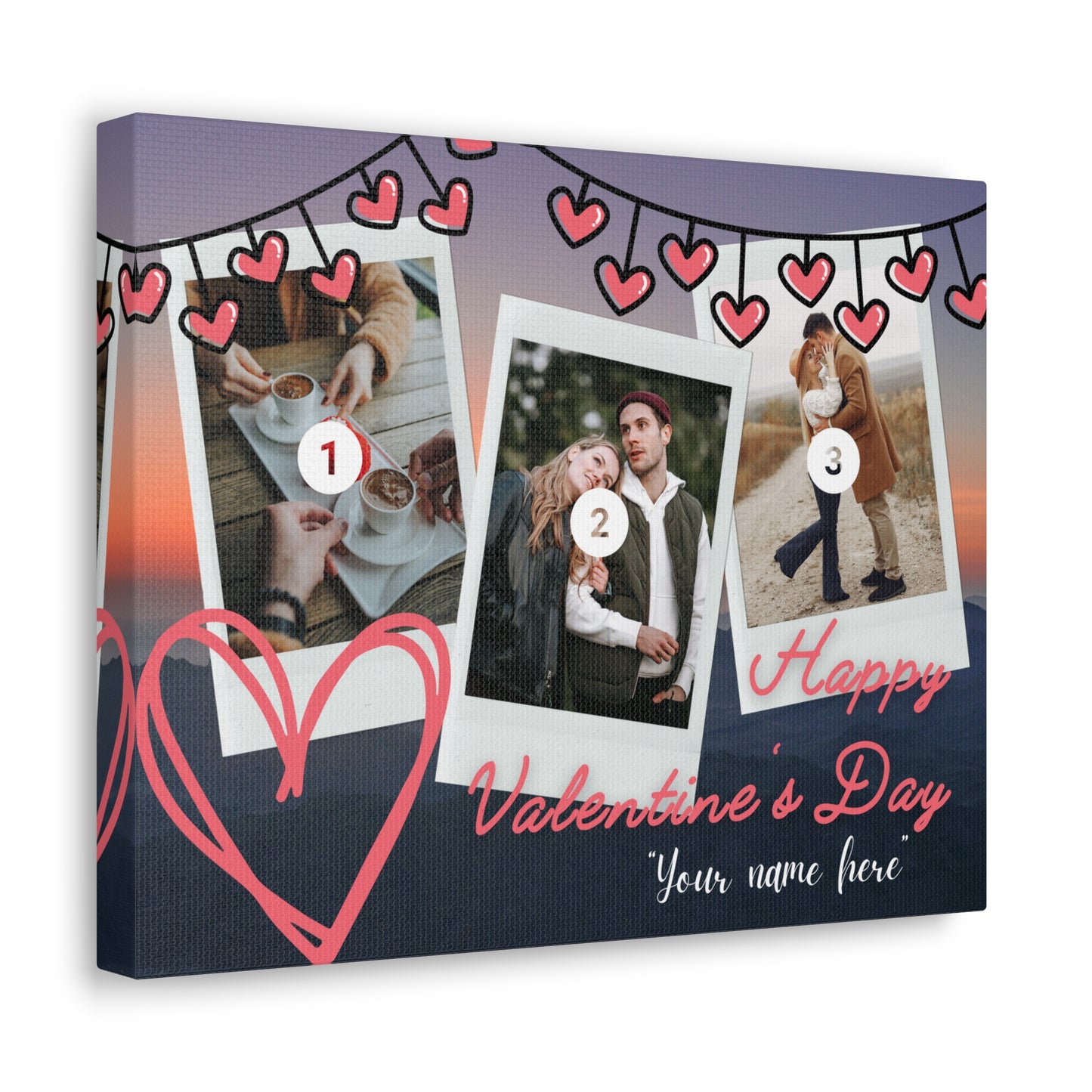 Personalized 3 Photos (Vertical) & Name For You | Canvas Gallery Wraps | Valentines day | Gift for her | Gift For Him |Custom Made