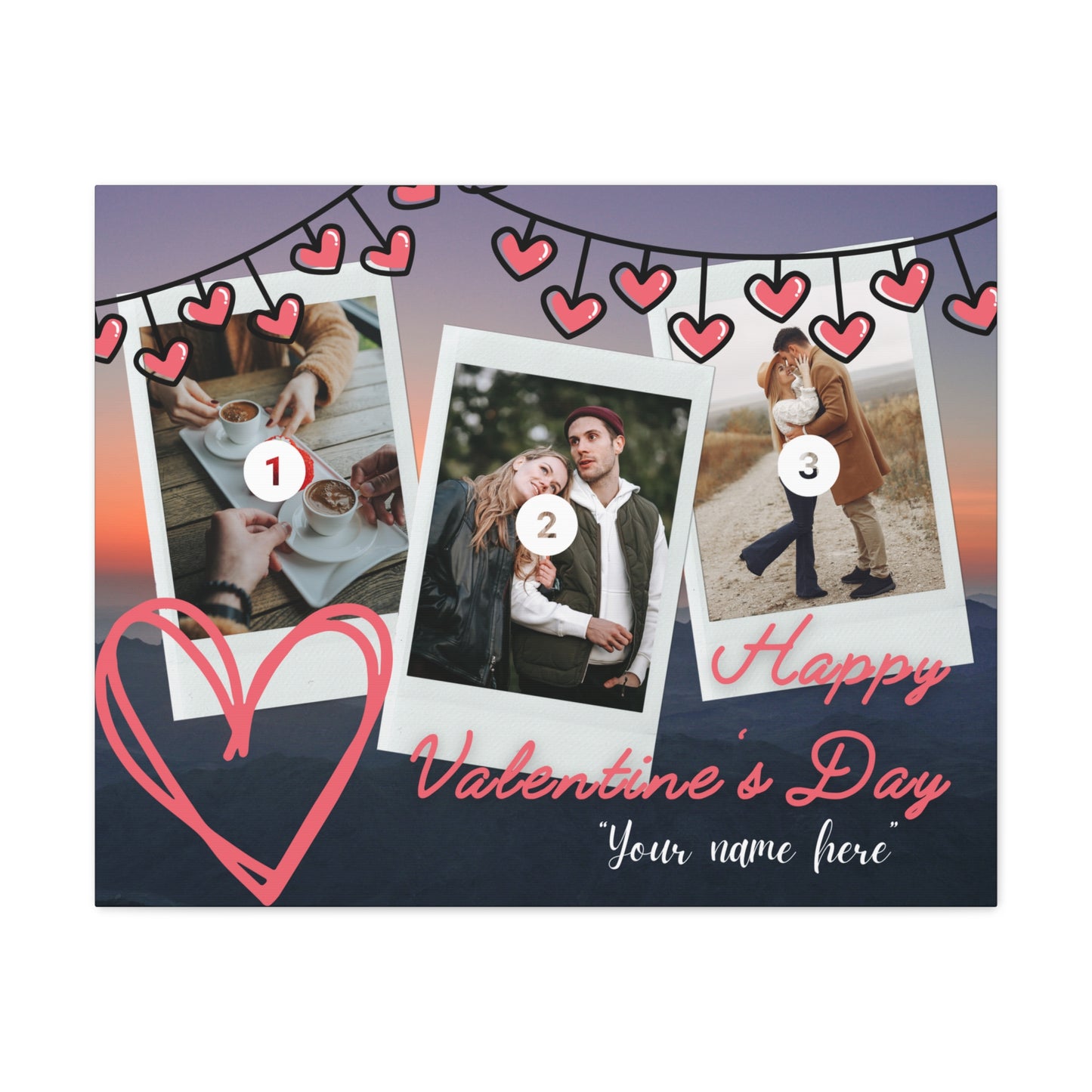 Personalized 3 Photos (Vertical) & Name For You | Canvas Gallery Wraps | Valentines day | Gift for her | Gift For Him |Custom Made