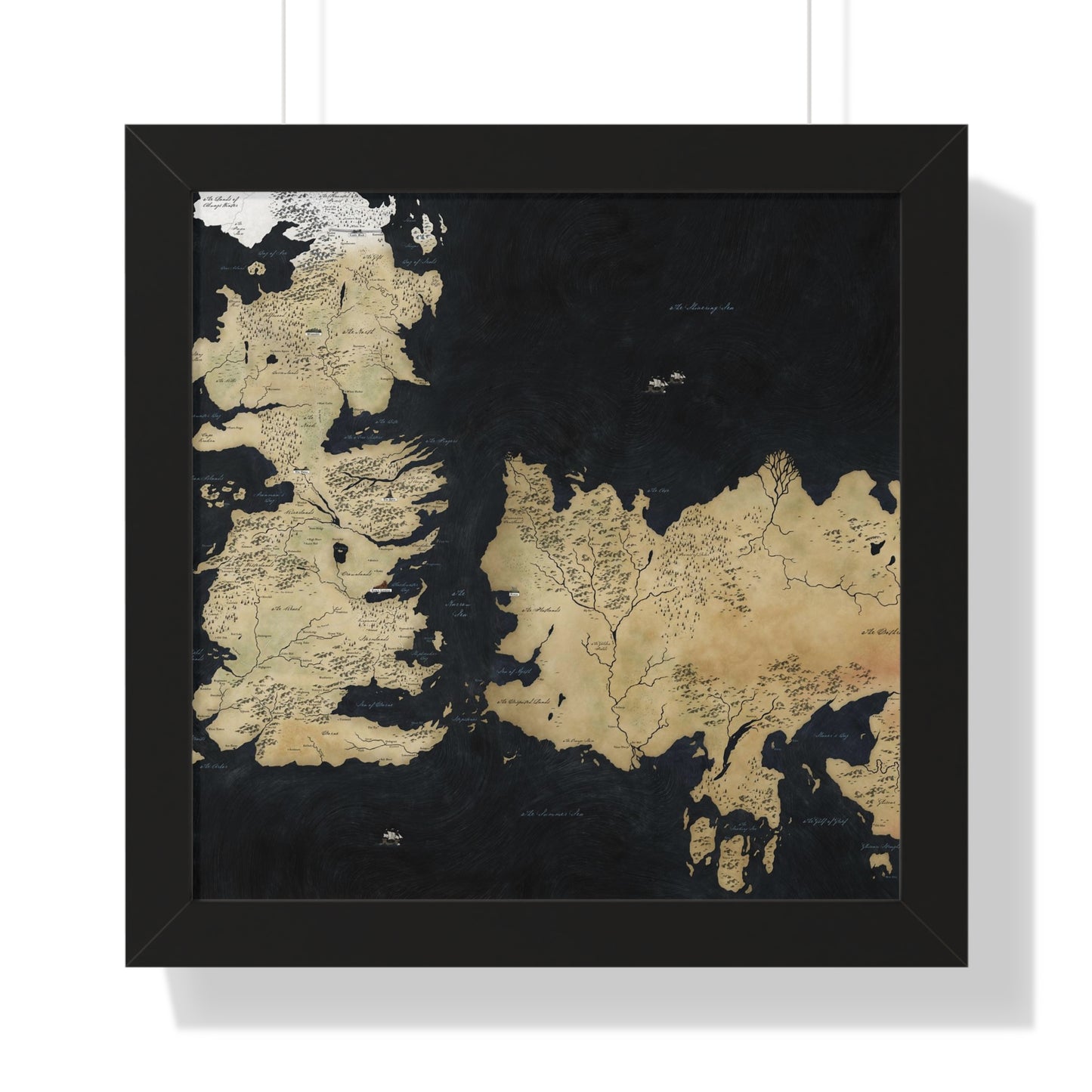 Game Of Throne Map Framed Horizontal Poster