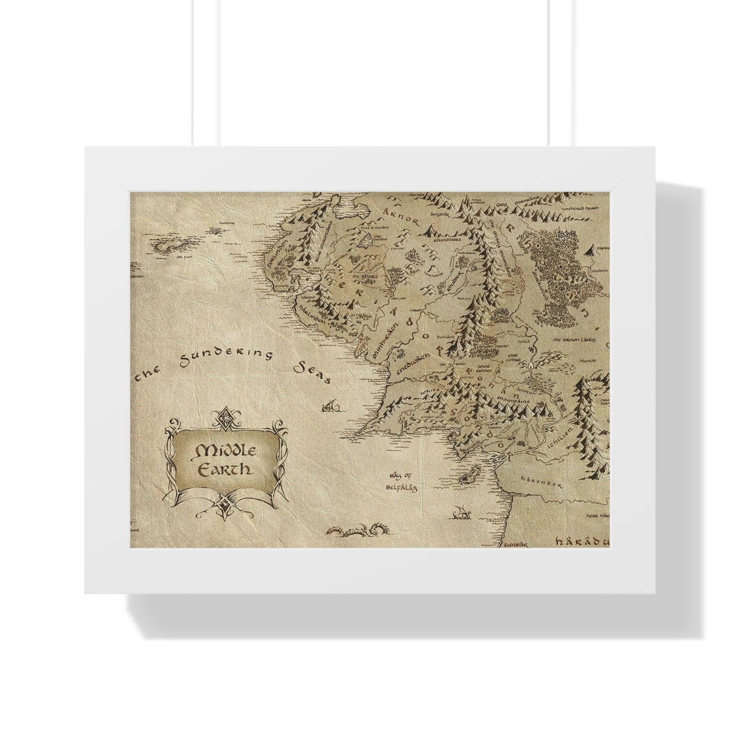 Middle Earth Map The Lord of The Ring Framed Horizontal Poster