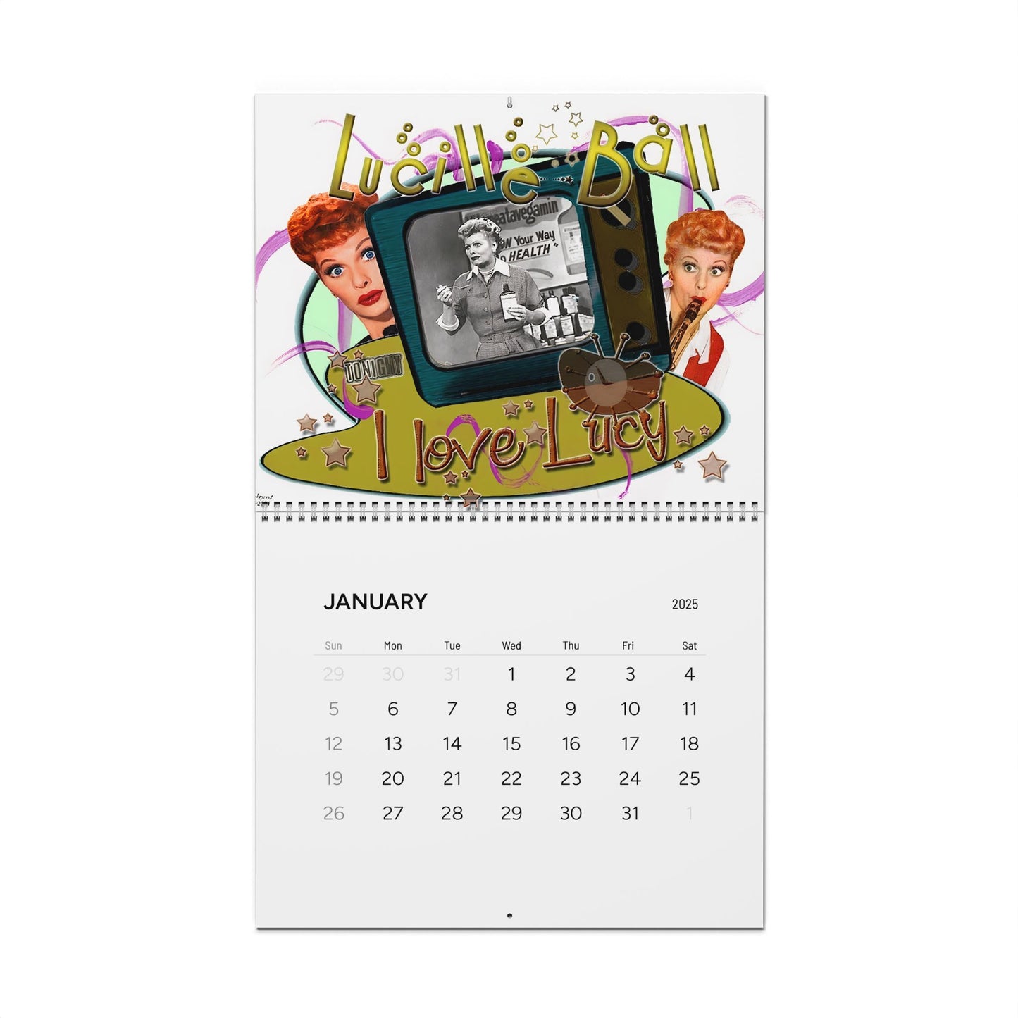 I Love Lucy 2025 Classic Design Wall Calendar | 2 Size Options 11" x 8.5" and 14" x 11.5" | TV Lover - Gift  For Fans of Lucy - Love Letter