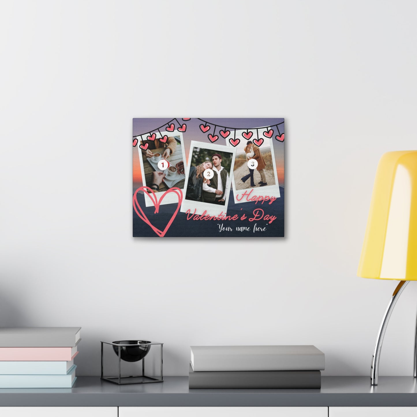 Personalized 3 Photos (Vertical) & Name For You | Canvas Gallery Wraps | Valentines day | Gift for her | Gift For Him |Custom Made