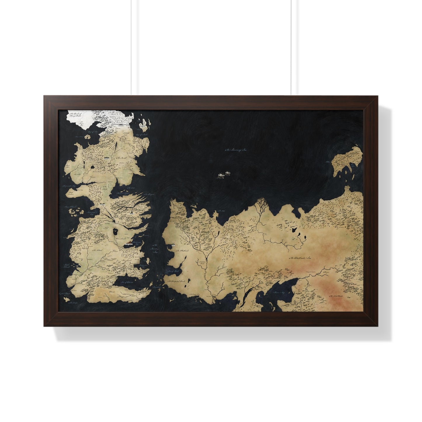 Game Of Throne Map Framed Horizontal Poster