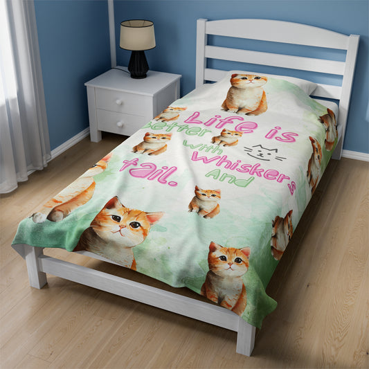 Cat Cute Anime Blanket Velveteen Plush Blanket