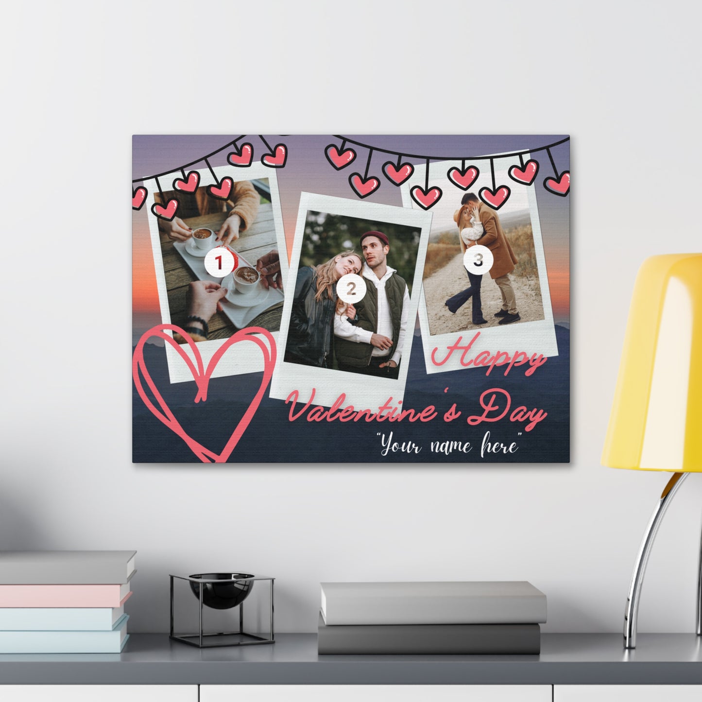 Personalized 3 Photos (Vertical) & Name For You | Canvas Gallery Wraps | Valentines day | Gift for her | Gift For Him |Custom Made