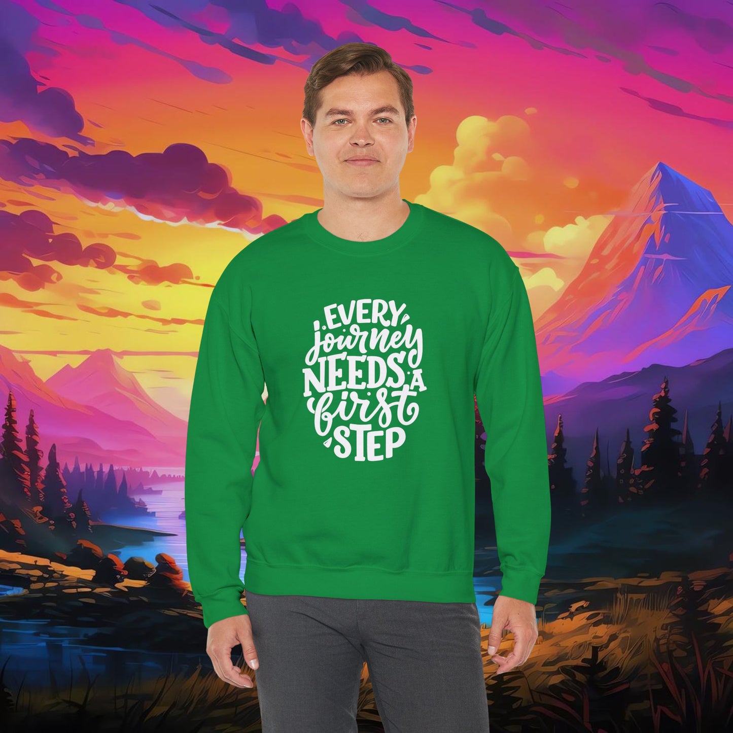 Every Journey Needs First Step Unisex Heavy Blend™ Crewneck Sweatshirt