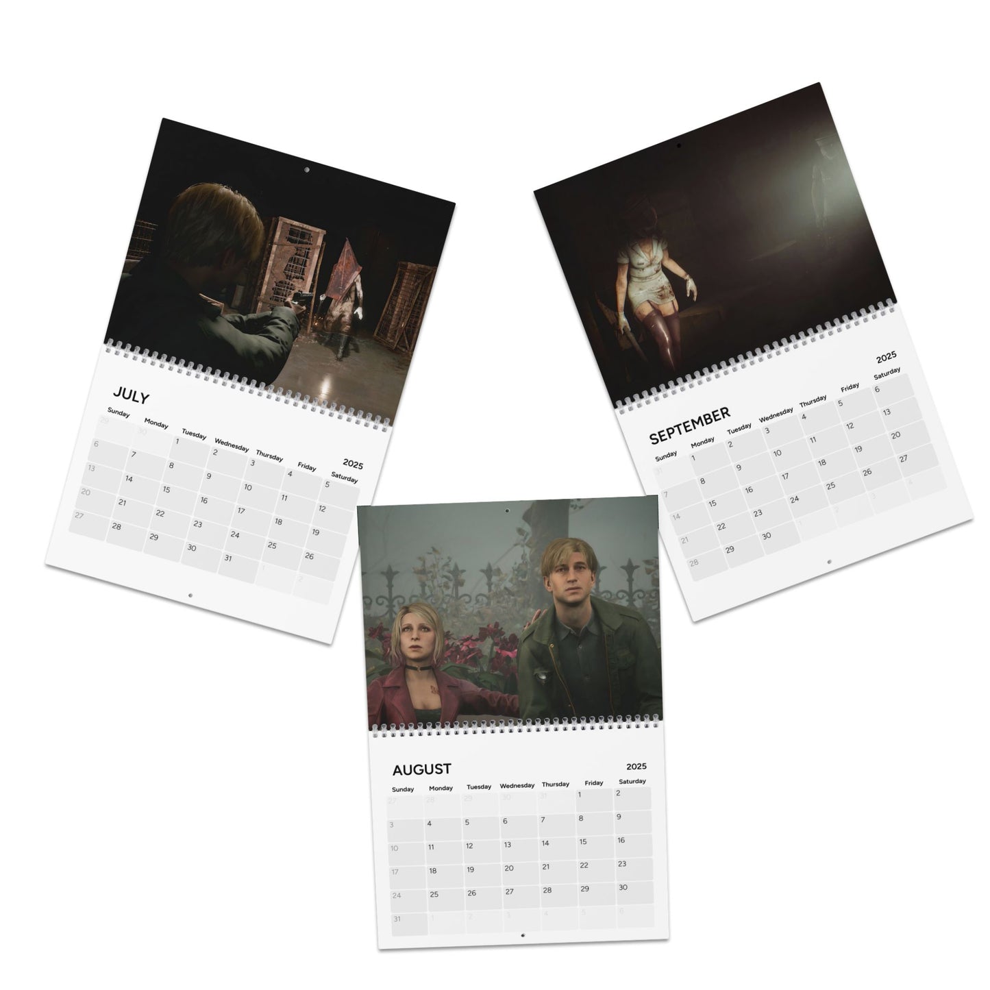 Silent Hill 2 2025 Calendar - Wall Calendar for Horror Fans, Halloween Gift, Gaming Room Decor, Scary Video Game Calendar, Gamer Gift,