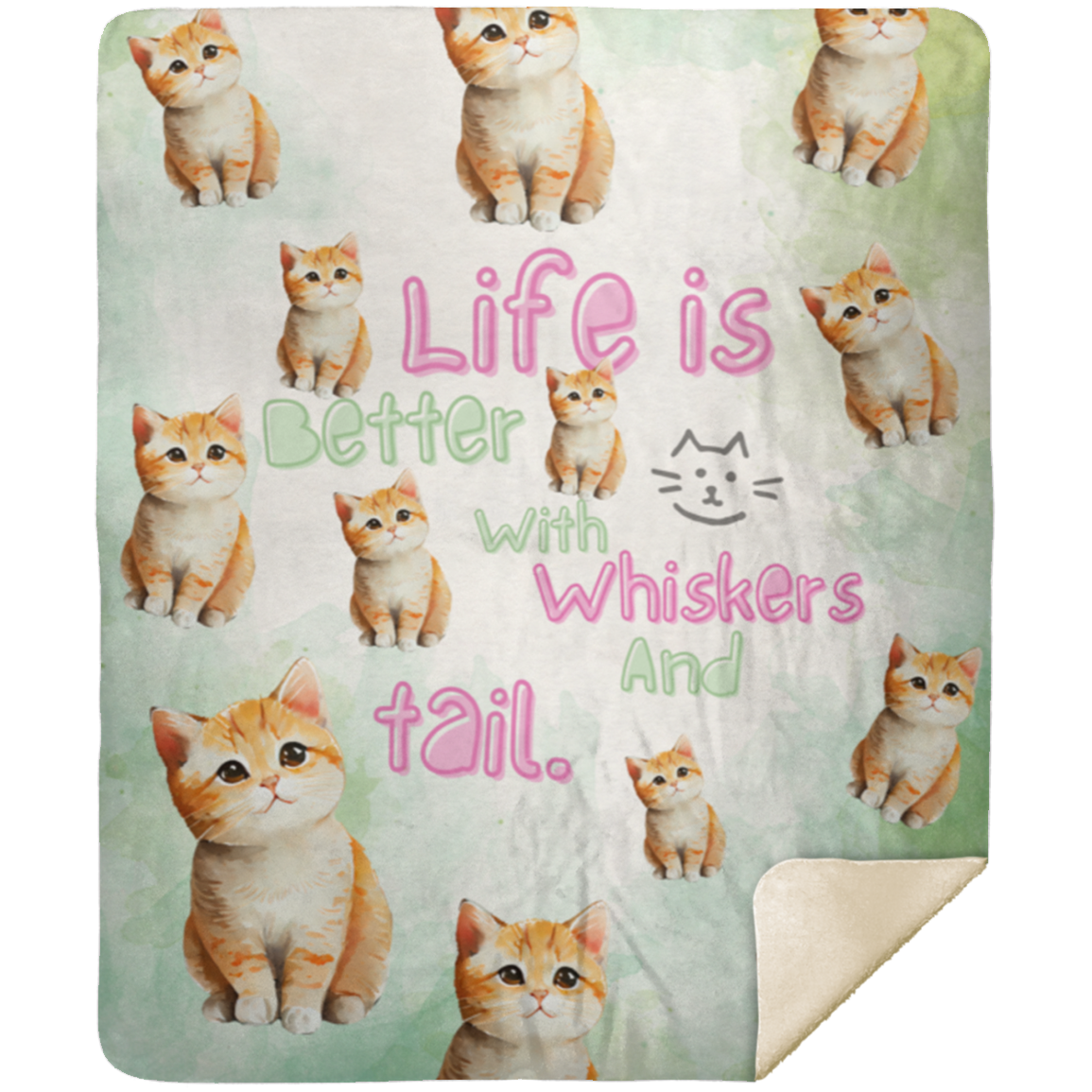 Cat Quote Sherpa Blanket | White