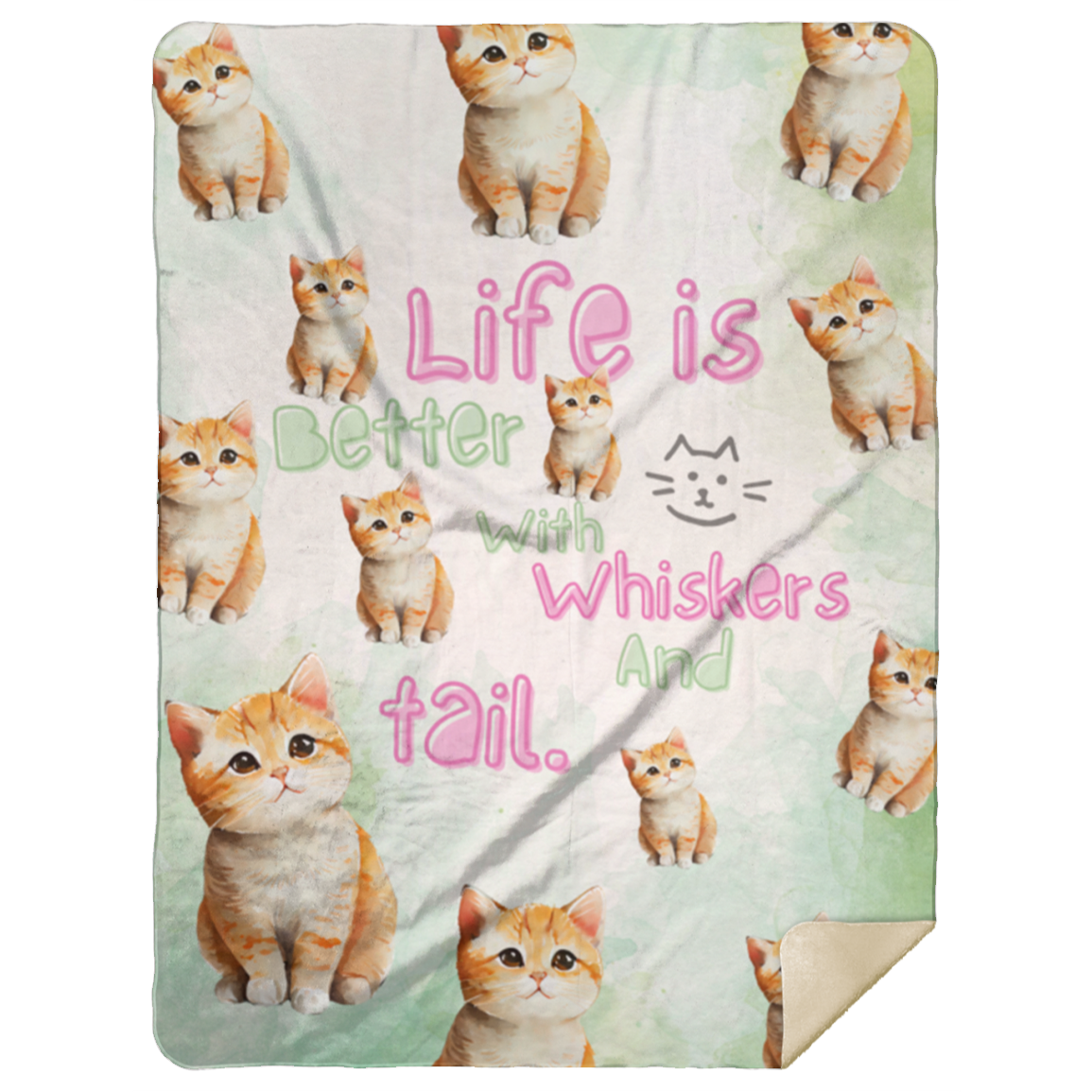 Cat Quote Sherpa Blanket | White