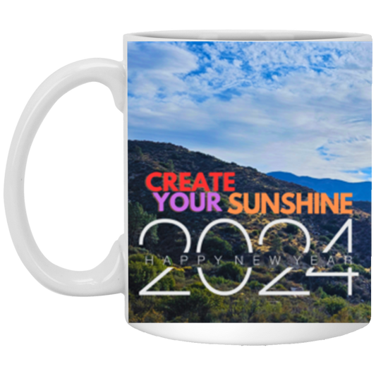 Create Your Sunshine | Wrap Around | Black | White Ceramic Mug