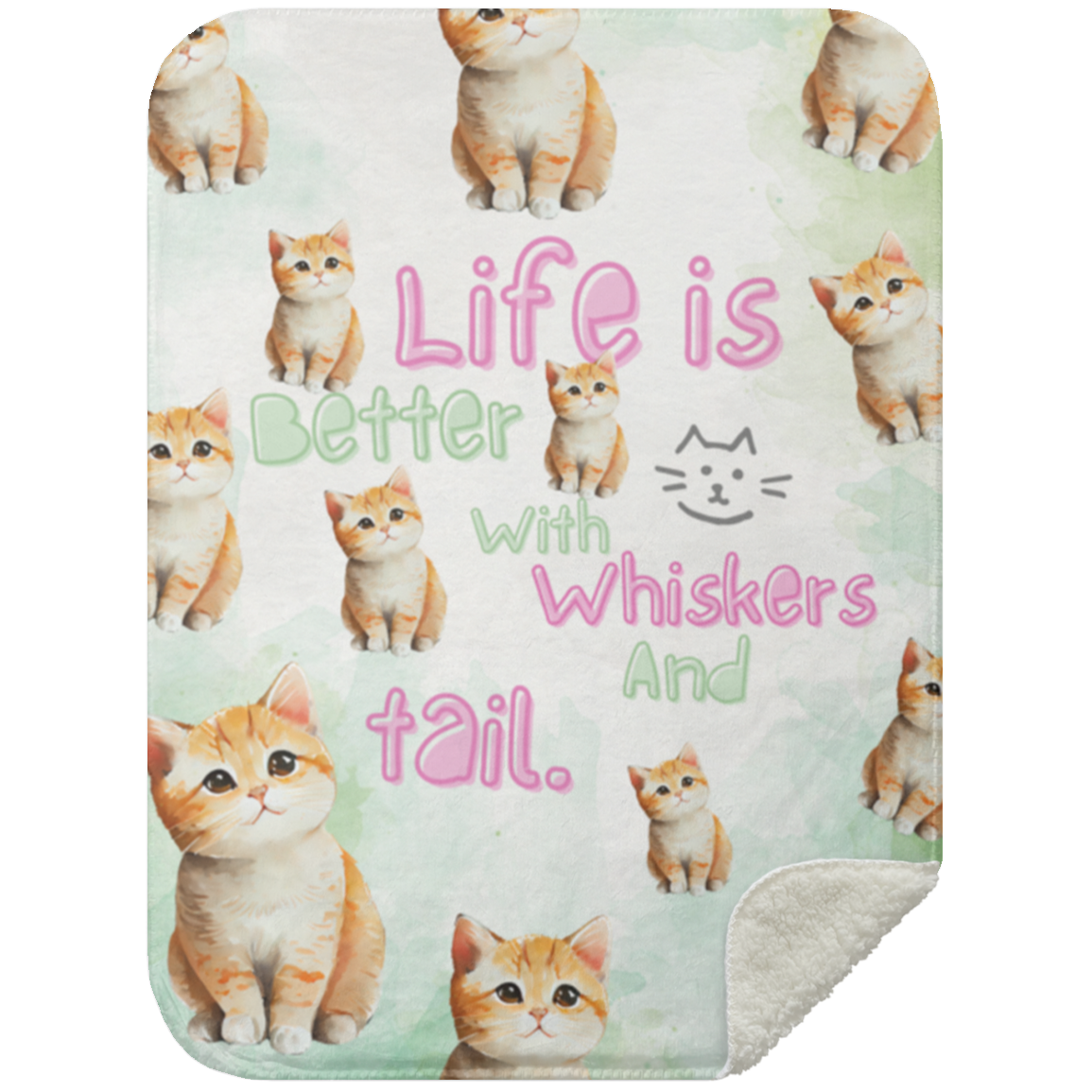 Cat Quote Sherpa Blanket | White