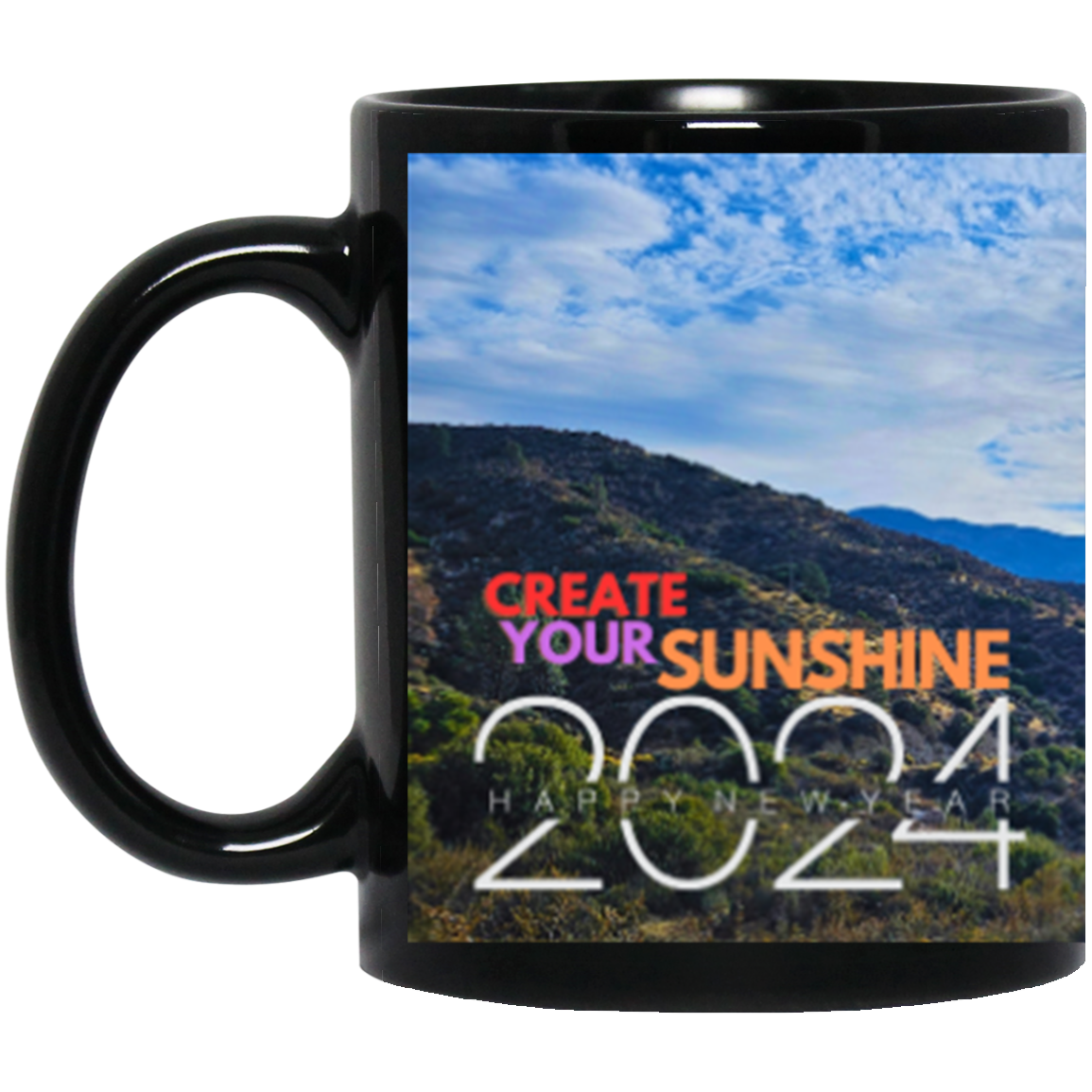 Crea tu sol | Envolver alrededor | Negro | Taza de cerámica blanca