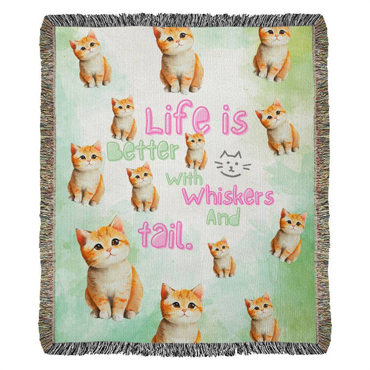 Whiskers And Tail Woven Blanket