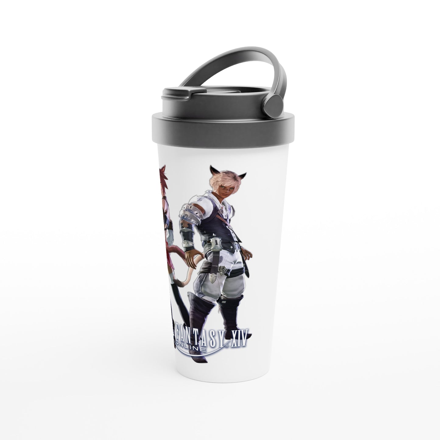 Miqo'te Final Fantasy XIV White 15oz Stainless Steel Travel Mug