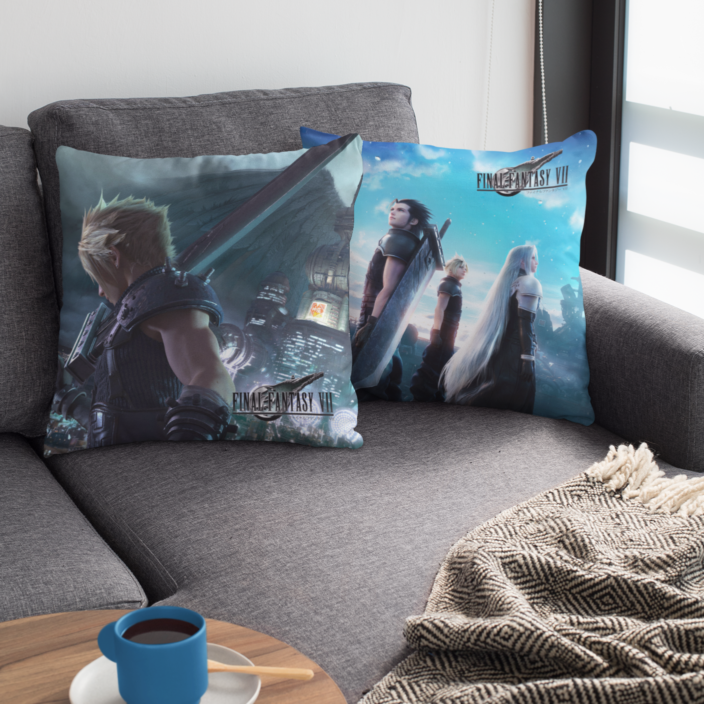 Final Fantasy VII Remake Art 2 side Spun Polyester Square Pillow